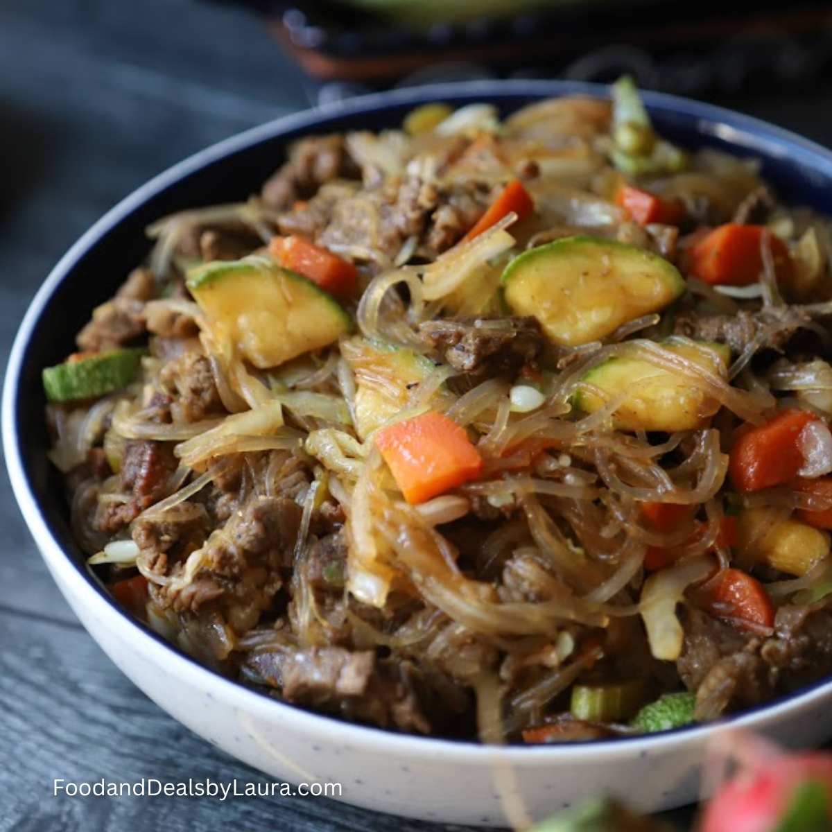 Fideos de arroz con vegetales